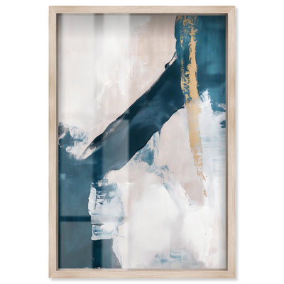 Décoration murale bleue Shard of the Glacier II Shadowbox par Art Remedy, cadre blond, 11 x 16