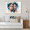 «African American Lovers Watercolor», reproduction d'art sur toile