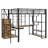 Full Loft Bed Storage System with Staircase, Desk and Bookshelf-1181459052