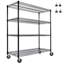 Tablettes de rangement robustes en acier noir foncé à 4 niveaux réglables et roulantes pour l'organisation du garage et de la maison, capacité totale de 2 400 lb
