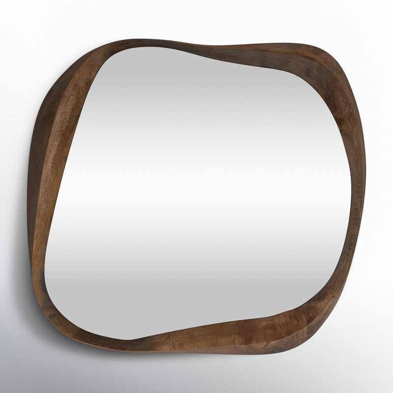 Brown Wooden Novelty Wall Mirror with Unique Shape