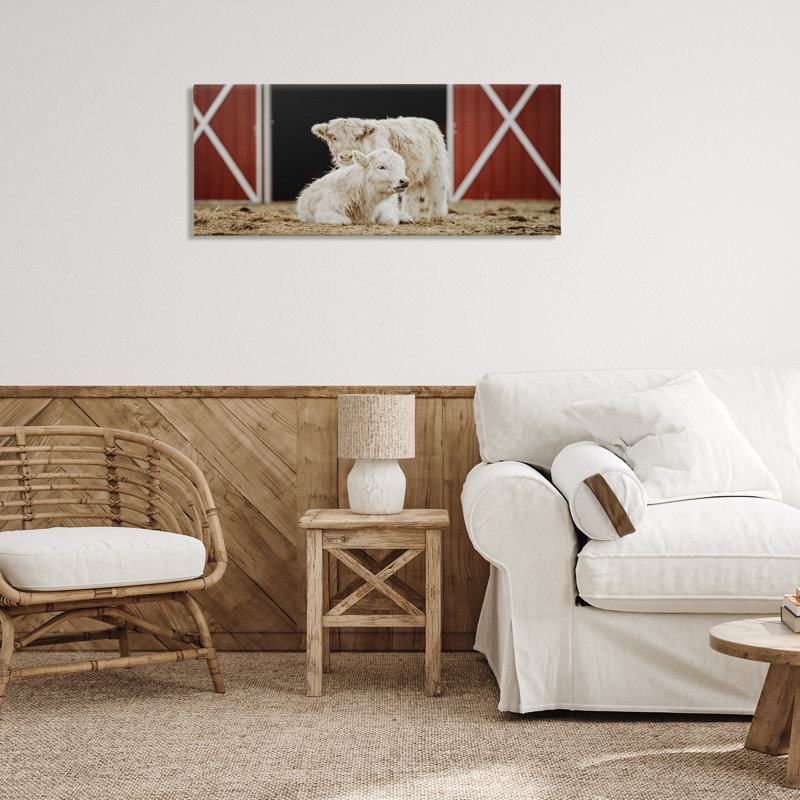 Art mural sur toile de grange blanche par Dakota Diener, H 17 po x l 40 po