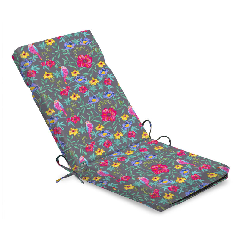 Seat / Back Cushion, Gray/Pink/Yellow Floral