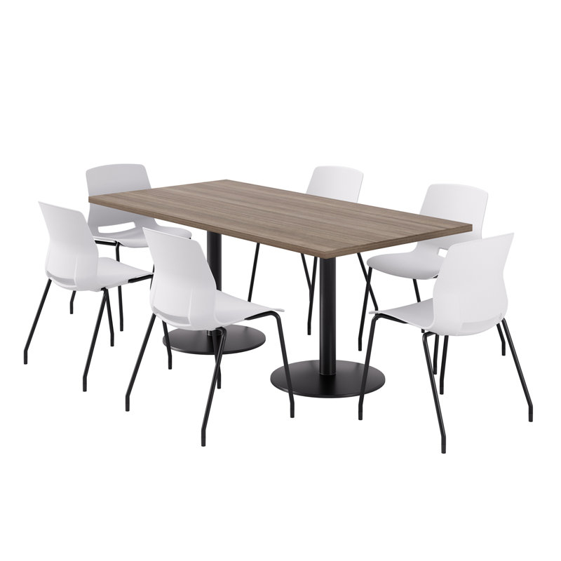 Ensemble repas pour 6 personnes, Teck studio, Blanc / noir