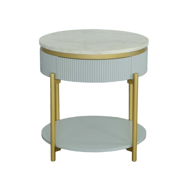 Nardine End Table with Storage, Deco Mist