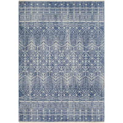 Tapis géométrique en polyester tissé à la machine bleu glacier / bleu foncé / blanc