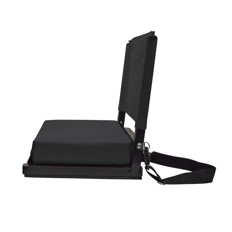Large Black Canvas Stadium Chair with Padded Seat and Back Support