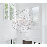 18-Light Orb Globe Chrome Chandelier With Crystal Accents