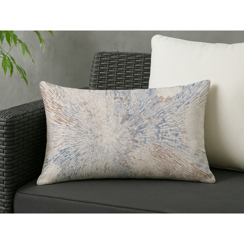 Coussin décoratif intérieur / extérieur gris Modern Modern, Grey/Beige/Brown Abstract, Rectangle H 25 po x l 18 po