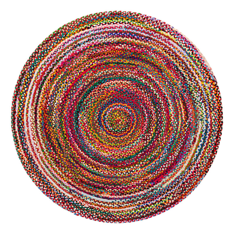 Marcantel Performance Cotton Abstract Indoor Rug, Round 7'1"