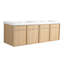 Meuble-lavabo mural 60 po avec double lavabo en résine, 4 portes à fermeture douce, chêne original, contreplaqué (KD-PACKING)