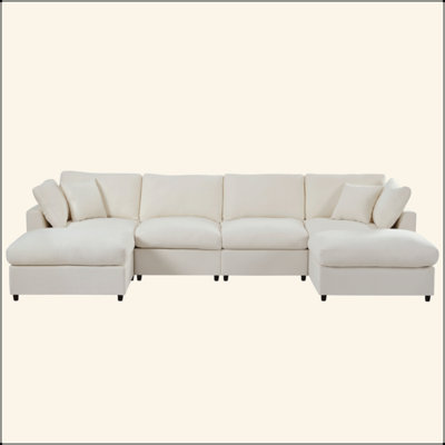 Grand canapé modulaire en forme de U de 130 po avec 2 repose-pieds mobiles, tissu chenille, conception modulaire pour le salon, le cinéma maison et l'espace spacieux