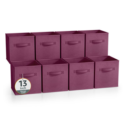 Bacs de rangement 13 pouces Sorbus - Cubes de rangement robustes en tissu pliable avec poignée - 8 paniers pliables pour organiser vêtements, jouets, livres - Paniers de rangement pour tablettes, placards, orange
