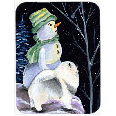 Niam avec planche à découper en verre Keeshond