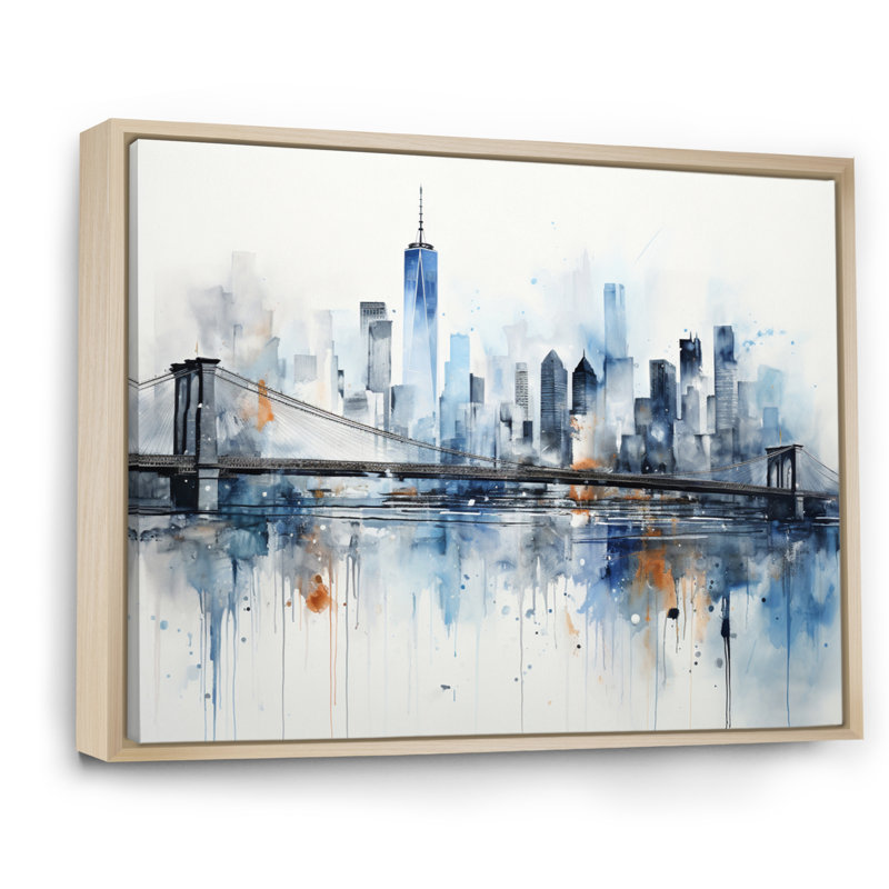 Gris, bleu, minimalisme, euphorie urbaine II, art encadré, H 24 po x l 32 po x P 1 po, Cadre naturel flottant