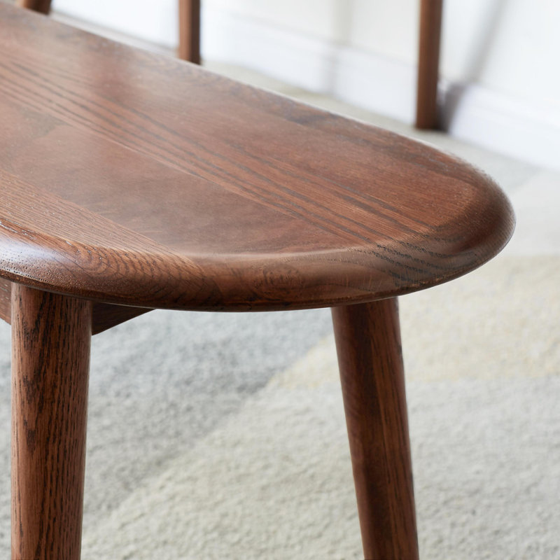 Banc de 47 po en chêne massif pour hall d'entrée moderne , Chêne brun, 47"W
