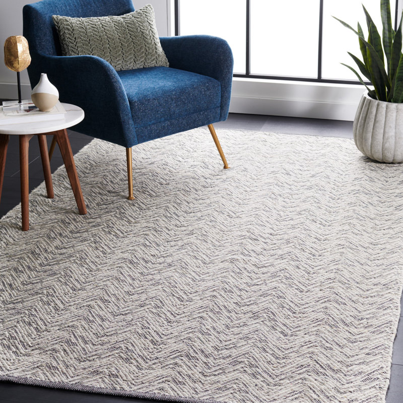 Coates Kilim Hand Woven Wool Chevron Rug, Rectangle 8' x 10'