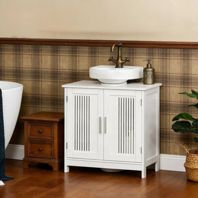 Rangement sous évier pour salle de bain Home, découpe en U, tablette ajustable, blanc, métal, armoire avec capacité de poids, tablettes, compatibilité