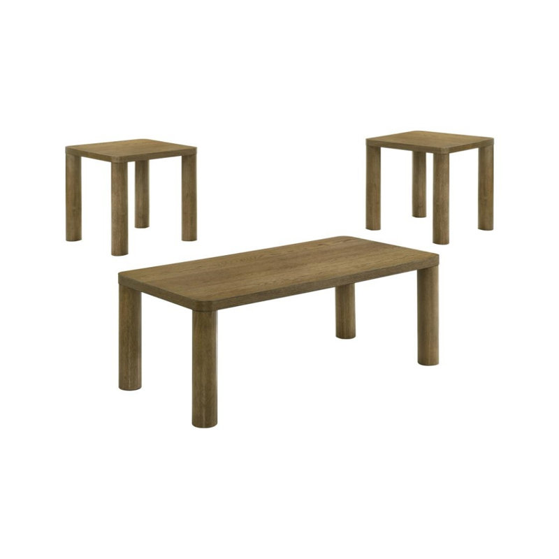 Ensemble de tables basses 3 pièces Threlfa, 3 pièces: table basse, 2 tables de bout, Chêne brun