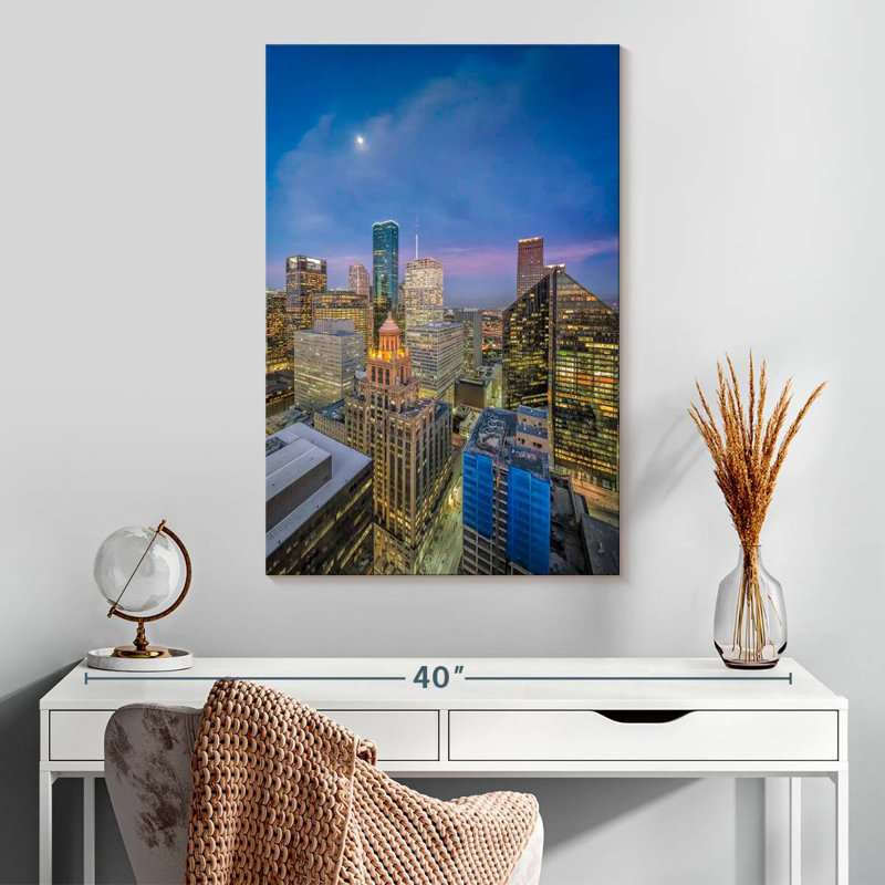 Paysage urbain du centre-ville de Houston Sirci, H 30 po x l 20 po