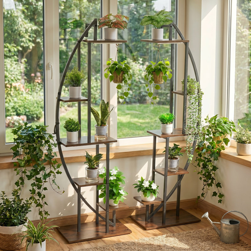 Support pour plante à 63 étages de 63 po de hauteur et demi-lune avec 3 lumières et 3 lumières