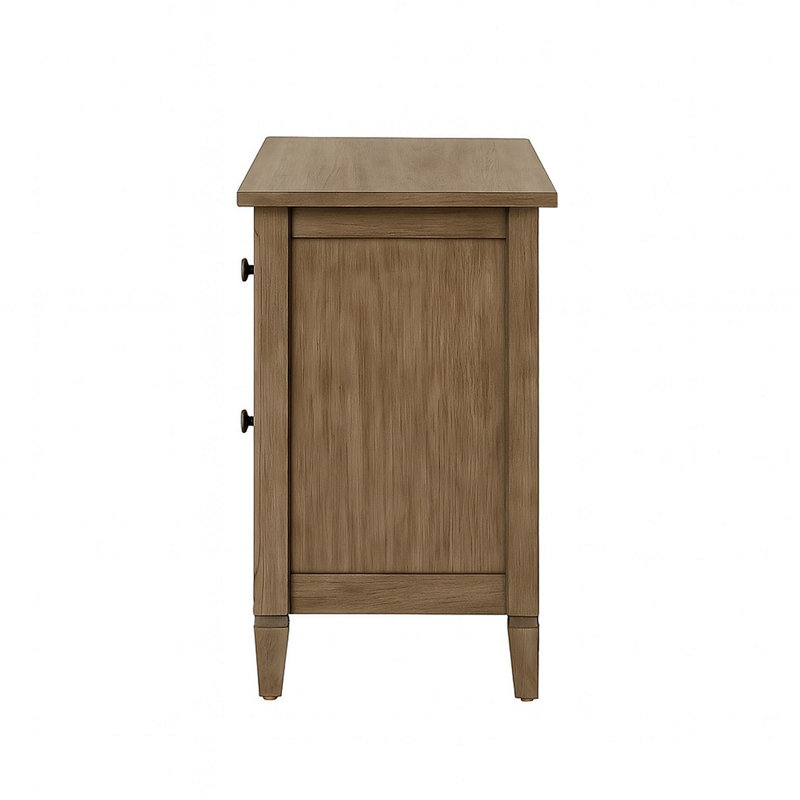 2-Drawer Nightstand With Round Bronze Pull Knobs