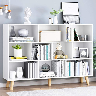 Bibliothèque en bois avec tablette ouverte et pieds