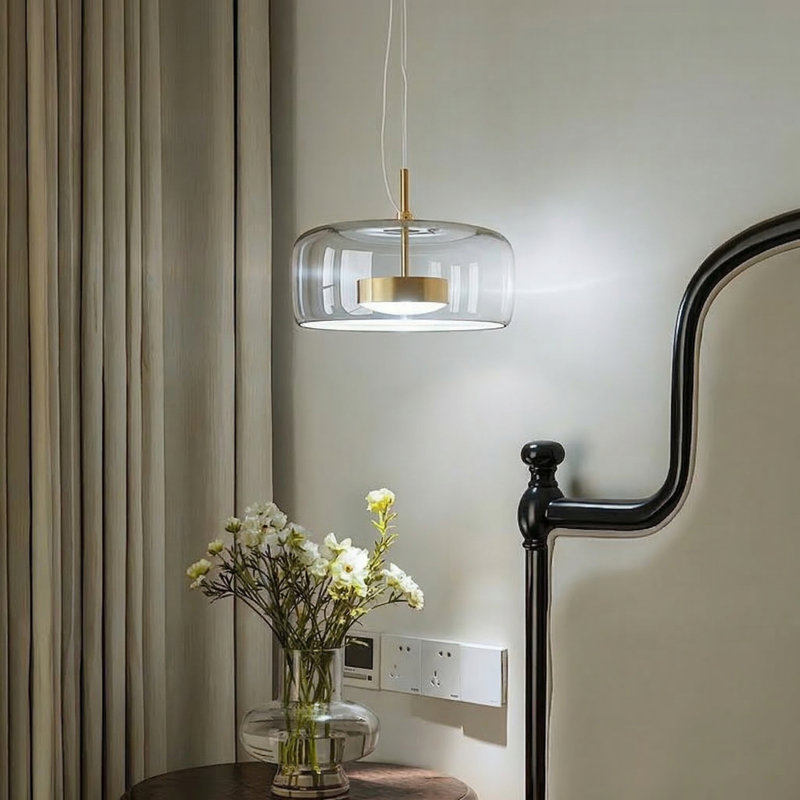 Luminaire suspendu 1 lumière DEL en verre