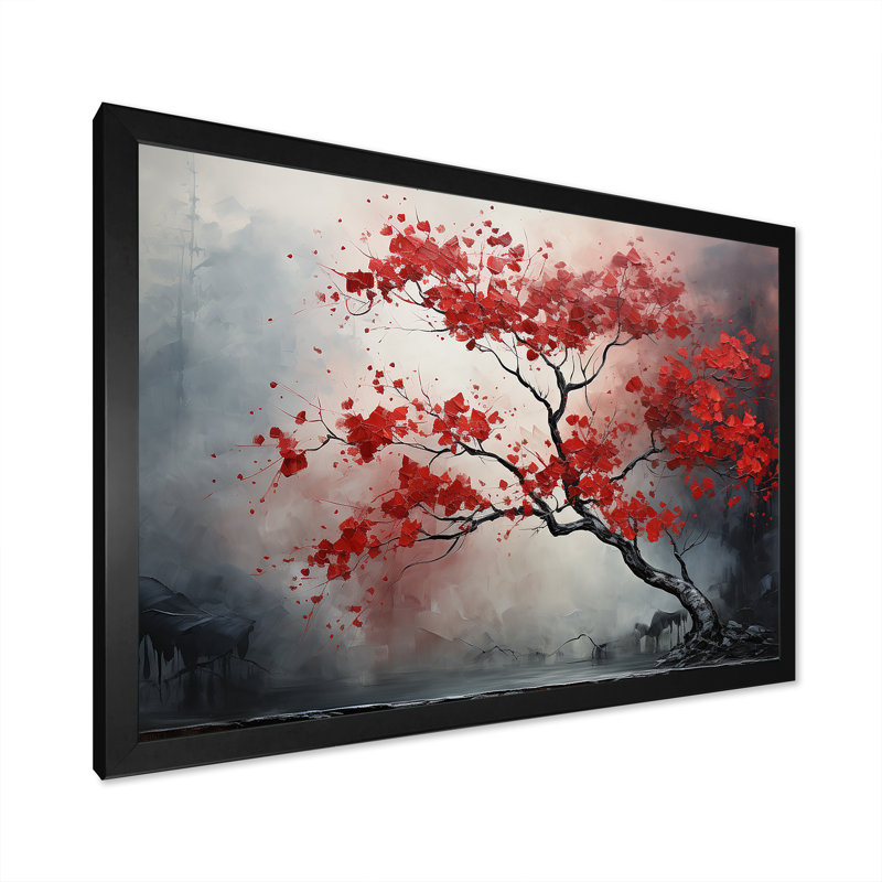Fiery Red Maple Tree I sur impression sur toile, Cadre photo noir simple, H 12 po x l 20 po x P 1 po