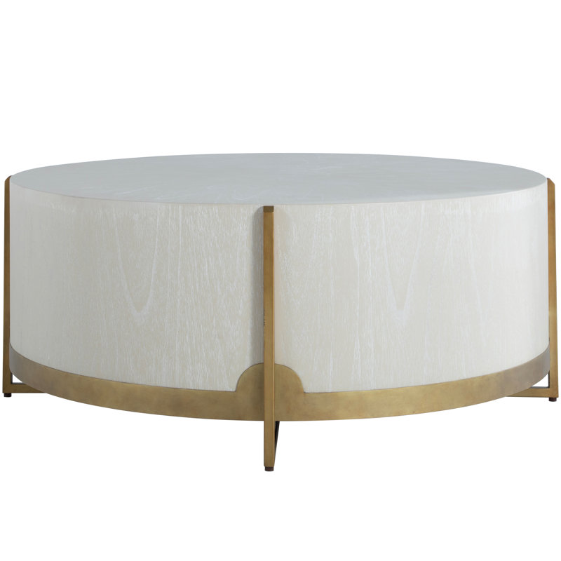 Clifton Drum Coffee Table, White Top/Gold Base