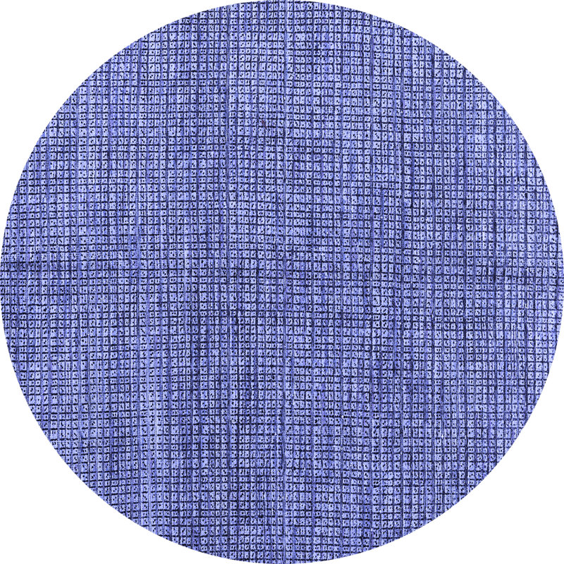 Tapis bleu en laine et en polyester tissé à la machine à motif géométrique, Rectangle 8 pi x 12 pi