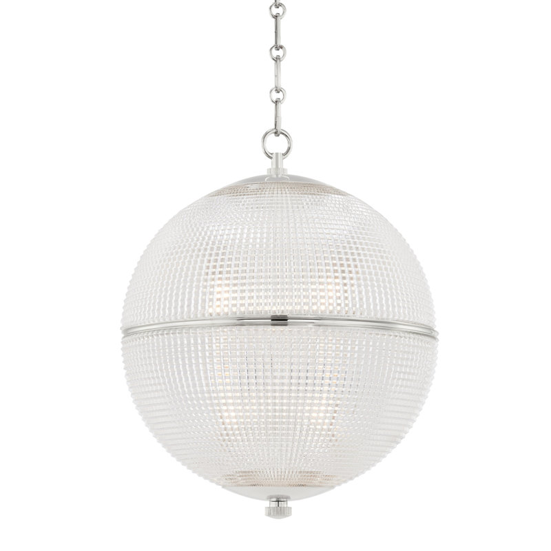 Luminaire suspendu sphère n ° 3 par Mark D. Sikes, Nickel poli, H 16 po x l 12,25 po x P 12,25 po