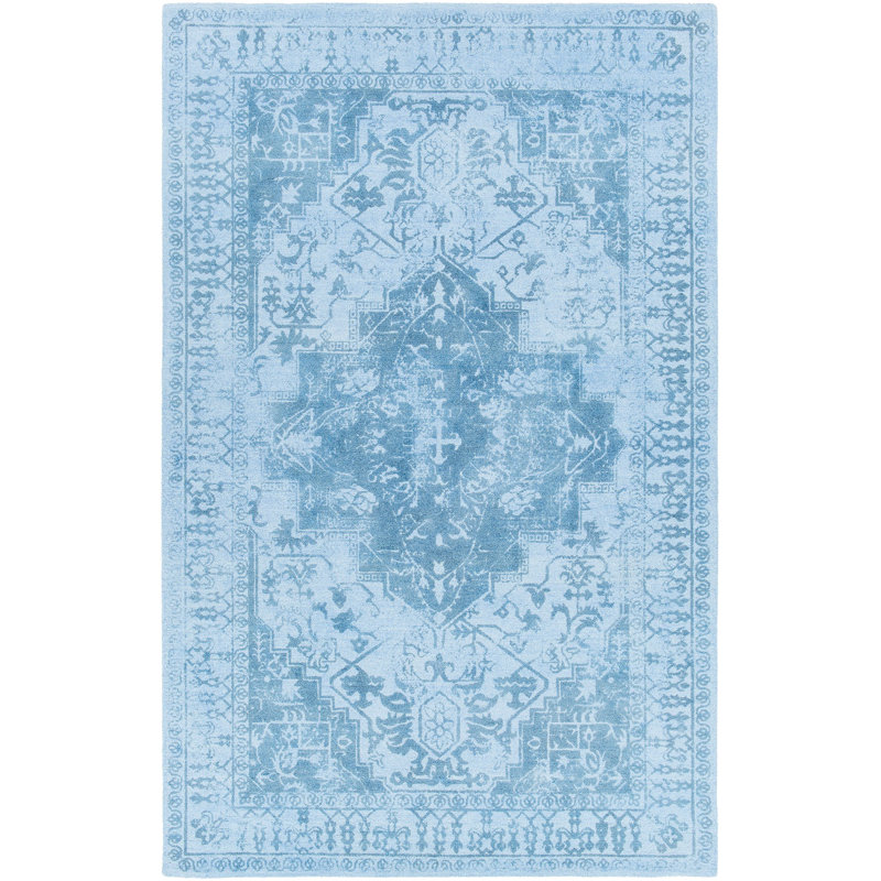 Tapis bleu touffeté à la main Kelsey, 7 pi 9 po X 10 pi 6 po