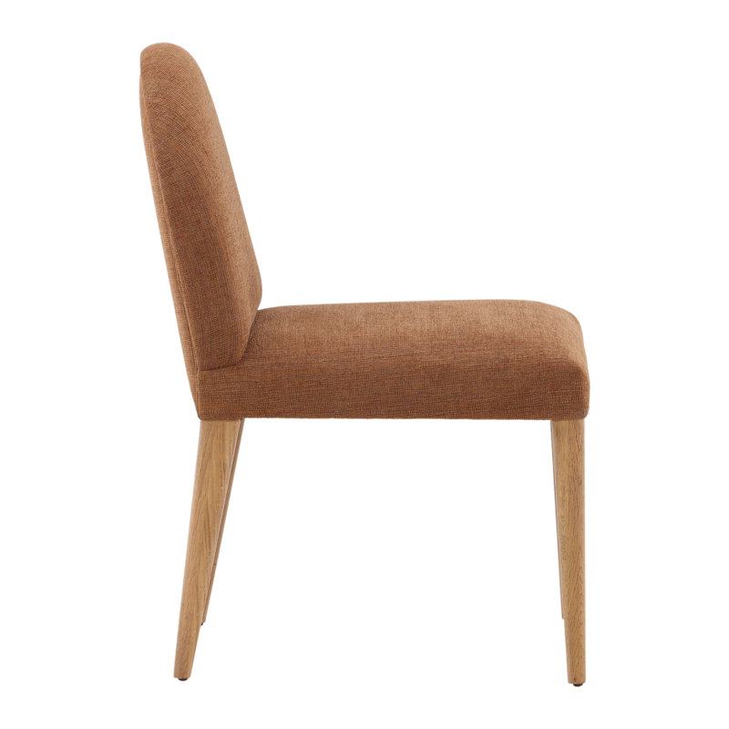 Memphis Solid Oak Wood Upholstered Dining Chair, Brown (Set of 2)