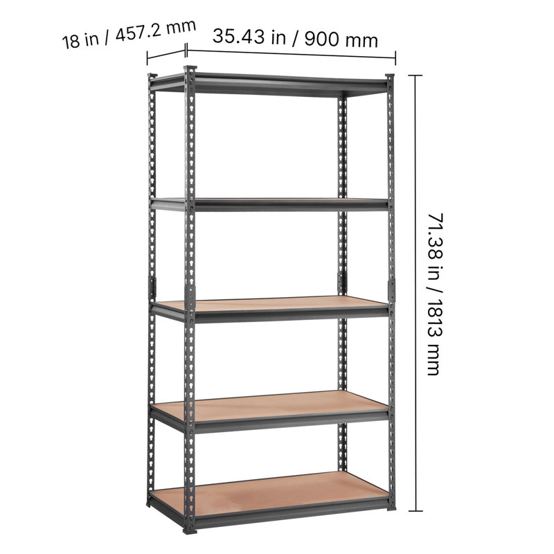 Étagère de rangement robuste en métal noir avec capacité de 2000 lb pour la buanderie et l'unité de rangement à domicile, cuisine