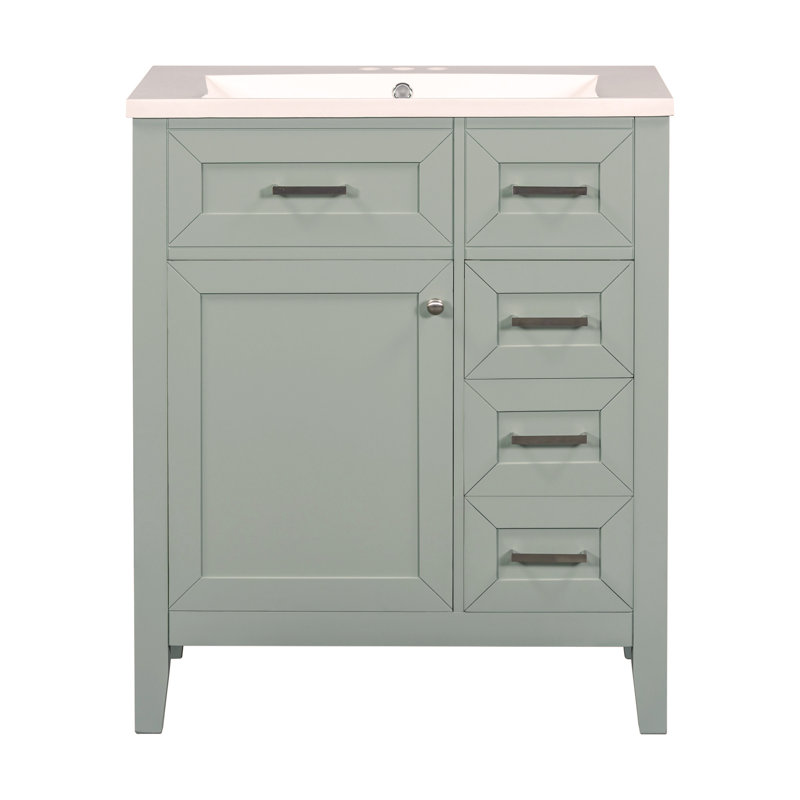 Ensemble de meuble-lavabo 30 po avec lavabo, armoire de salle de bain avec tiroirs, structure solide et panneau de fibres à densité moyenne