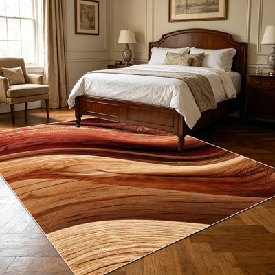 Tapis décoratif en grain de bois ondulé de 1 pièce pour salon, doux, toutes saisons, facile à entretenir, lavable, adapté pour la cuisine, la salle à manger, la chambre à coucher, le vestibule, le patio, le bureau personnel, la décoration intérieure et extérieure.