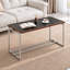 Modern Convertible Writing Desk, 2-in-1 Black Tabletop with Walnut Effect Edge and Stainless Steel Frame, Two-Height Multifunctional Table, 123 x 64 cm for Home Office, Study Area, Living Room and Apartment