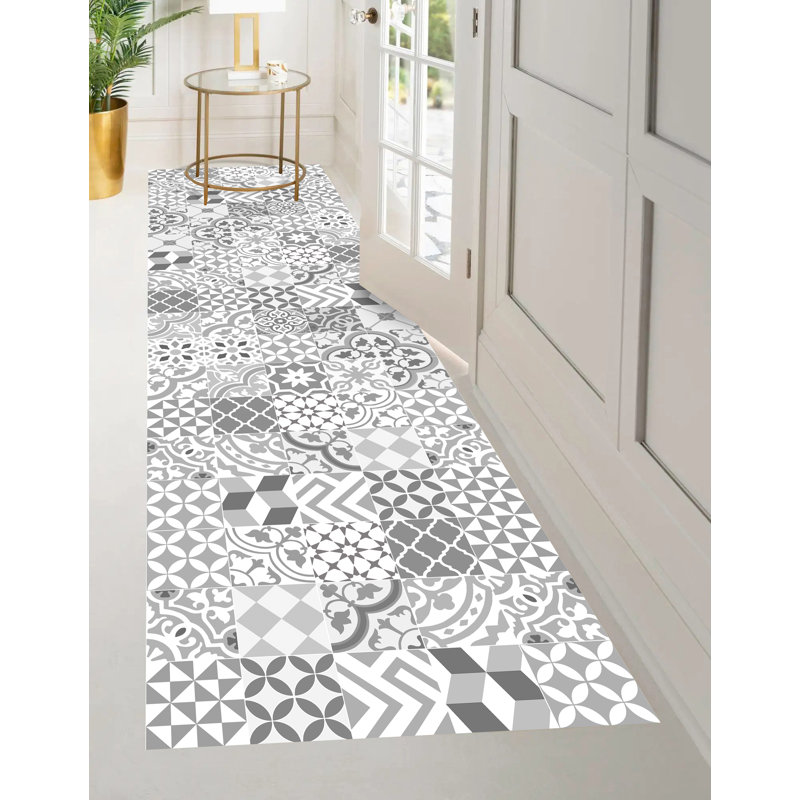Isabel Vinyl Machine Printed Area Rug, Rectangle 2'7.5" x 9'10.1"