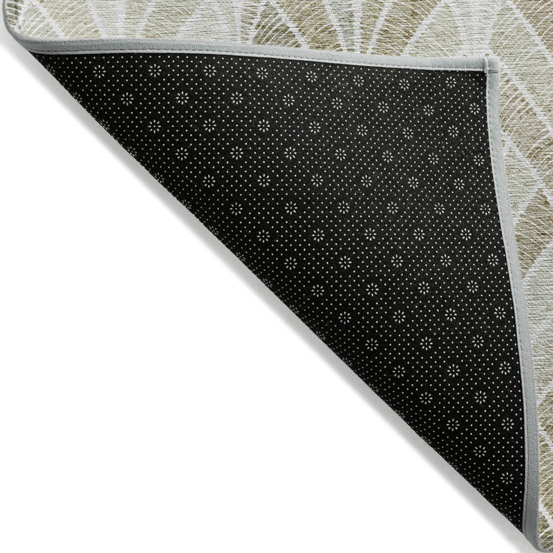 Tapis d'intérieur / extérieur géométrique lavable kaki et beige 9 'X 12'