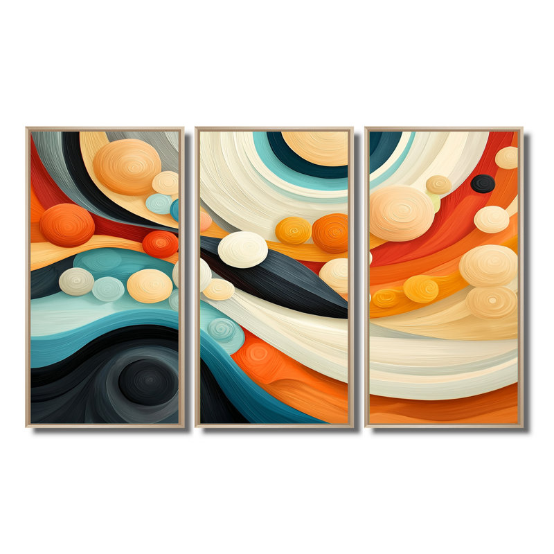 Cosmic Dance Of Colours IV - Abstract Impressionism, ensemble d'art mural, H 32 po x l 48 po, Naturel