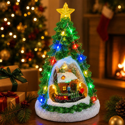 Lighted Musical Christmas Tree Village with Train