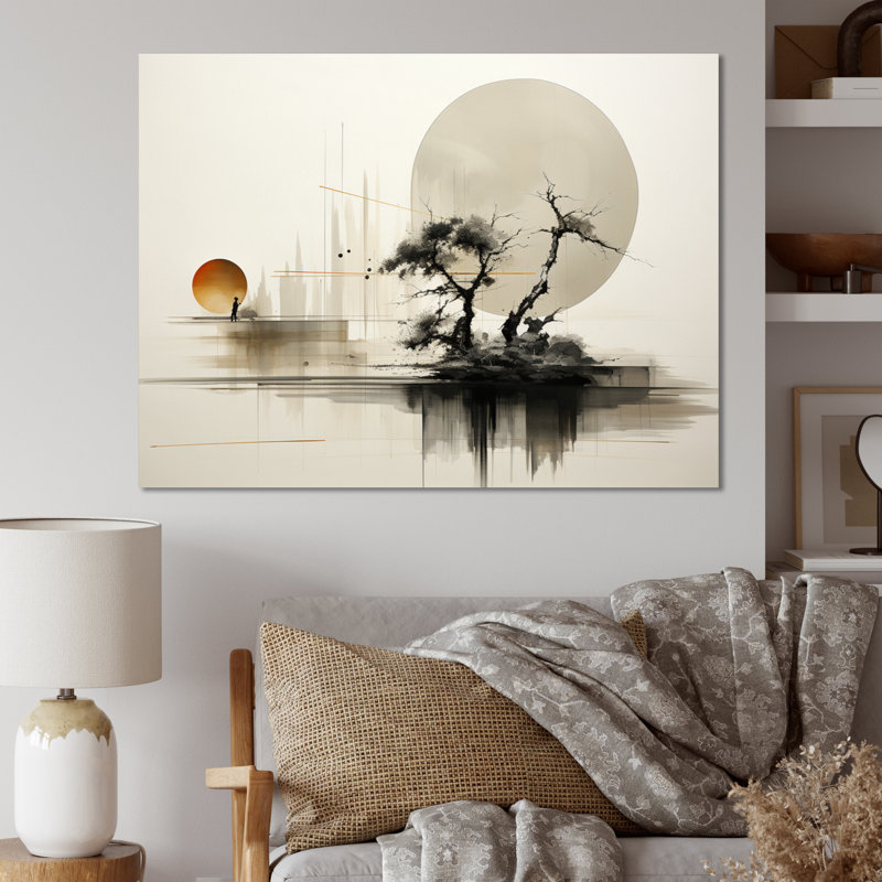Art asiatique Sumie Zen I - art mural asiatique, H 30 po x l 40 po x P 1,5 po, Toile tendue
