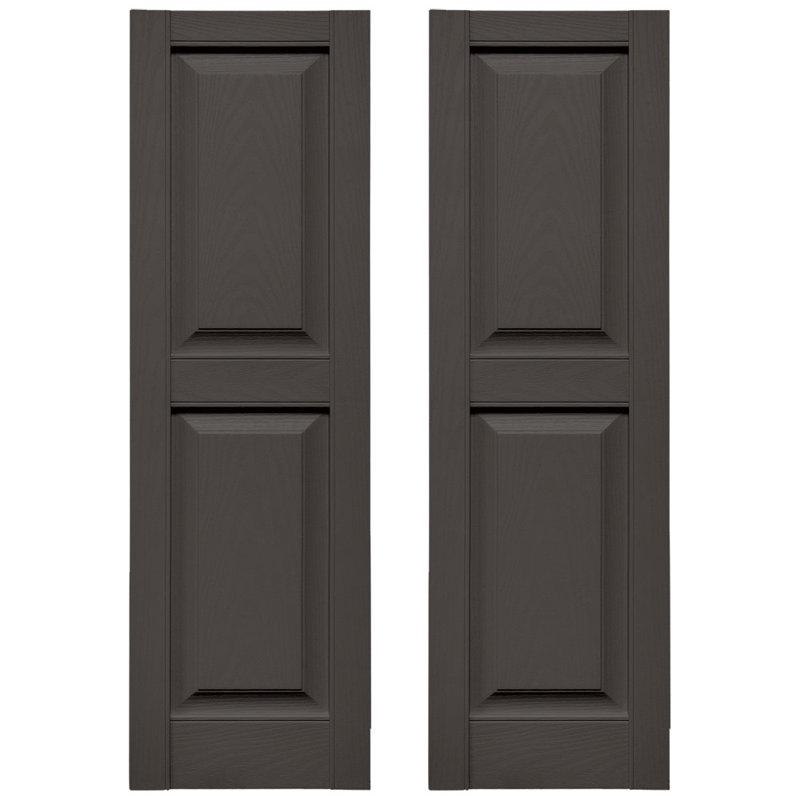 Builders Edge, deux panneaux égaux standards, volet à panneau surélevé simple, Gris tuxedo, 14 ¾ po, 67 po