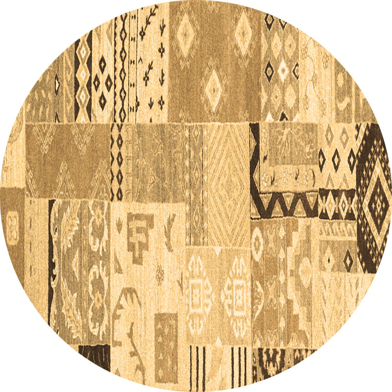 Washable Patchwork Indoor Rug, Round 5'