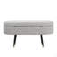 Banc de rangement contemporain en métal noir et tissu gris clair avec accent en métal doré