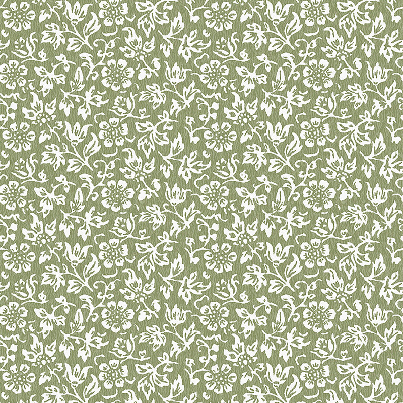 Papier peint floral Damijan, Vert mousse
