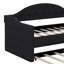 Lit de jour simple tapissier avec couchette et 2 ports USB, canapé-lit capitonné avec bouton sur le dos et passepoil sur les accoudoirs ondulés-678372614