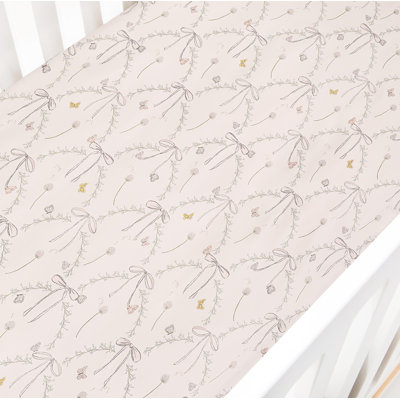 Bows & Butterfly Kisses Crib Sheet, Pink