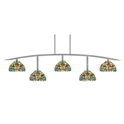 Barre d'éclairage 5 lumières kurve au fini graphite avec verre d'art kaléidoscope de 7 po